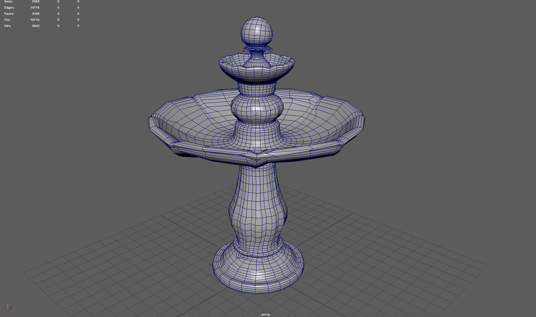 Round garden fountain Low-poly 3D model_4