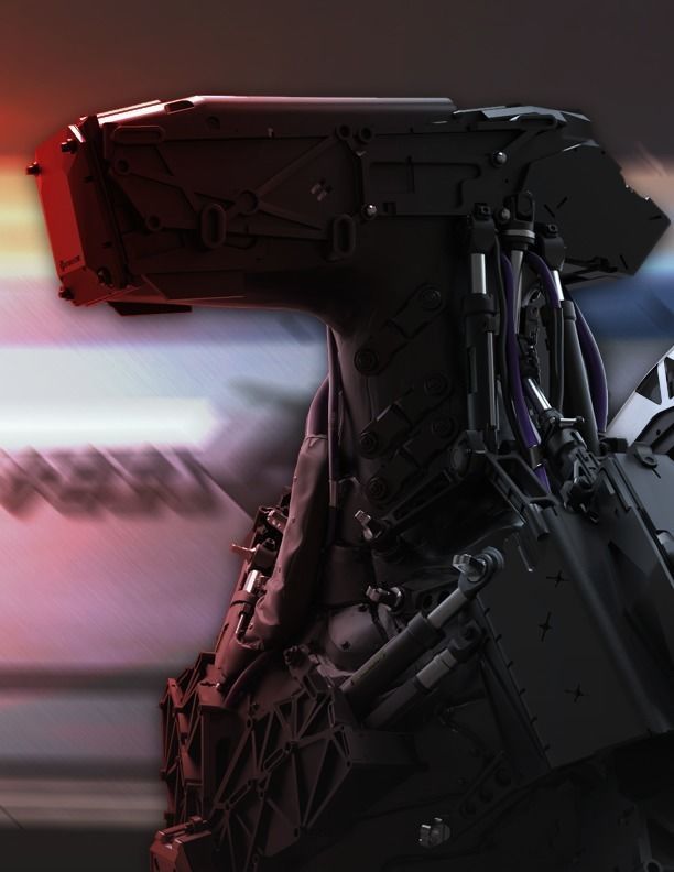 Hammerhead futuristic bust made of metal 3D print model_6