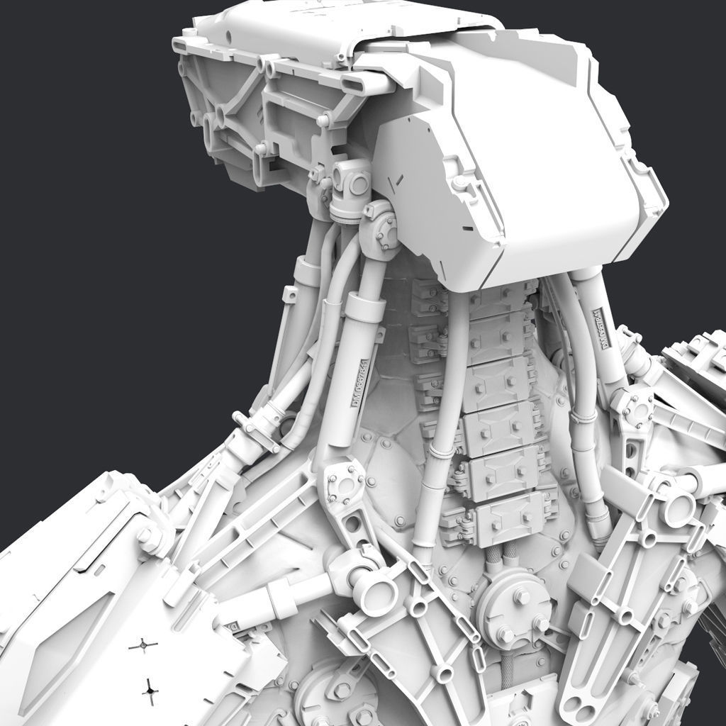 Hammerhead futuristic bust made of metal 3D print model_5