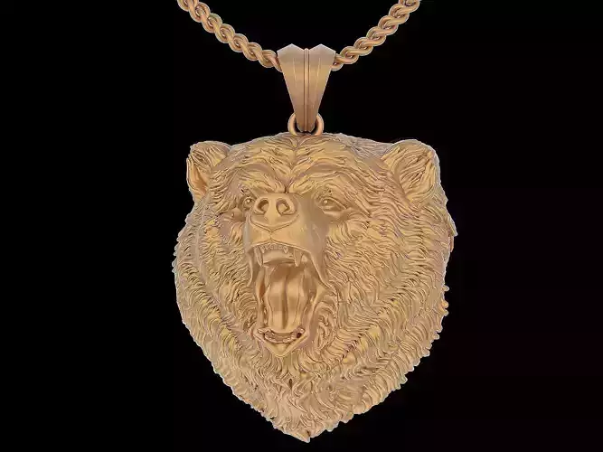 Bear  pendant silver gold printable jewelry 3D model