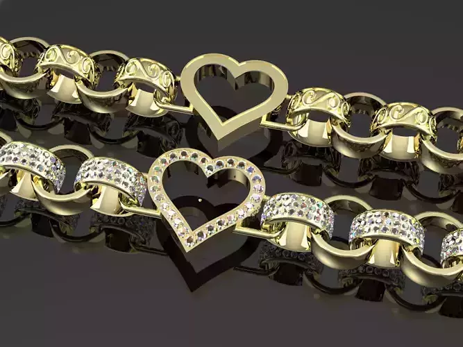 belcher cz and pattern plain love heart bracelets  3D print model