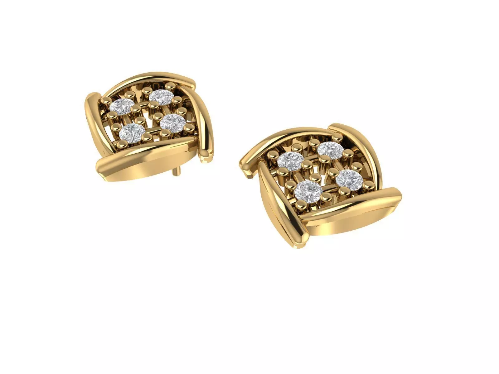 Square earrings  3D print model_0