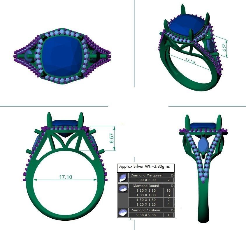 Diamond ring for her 3D print model_1
