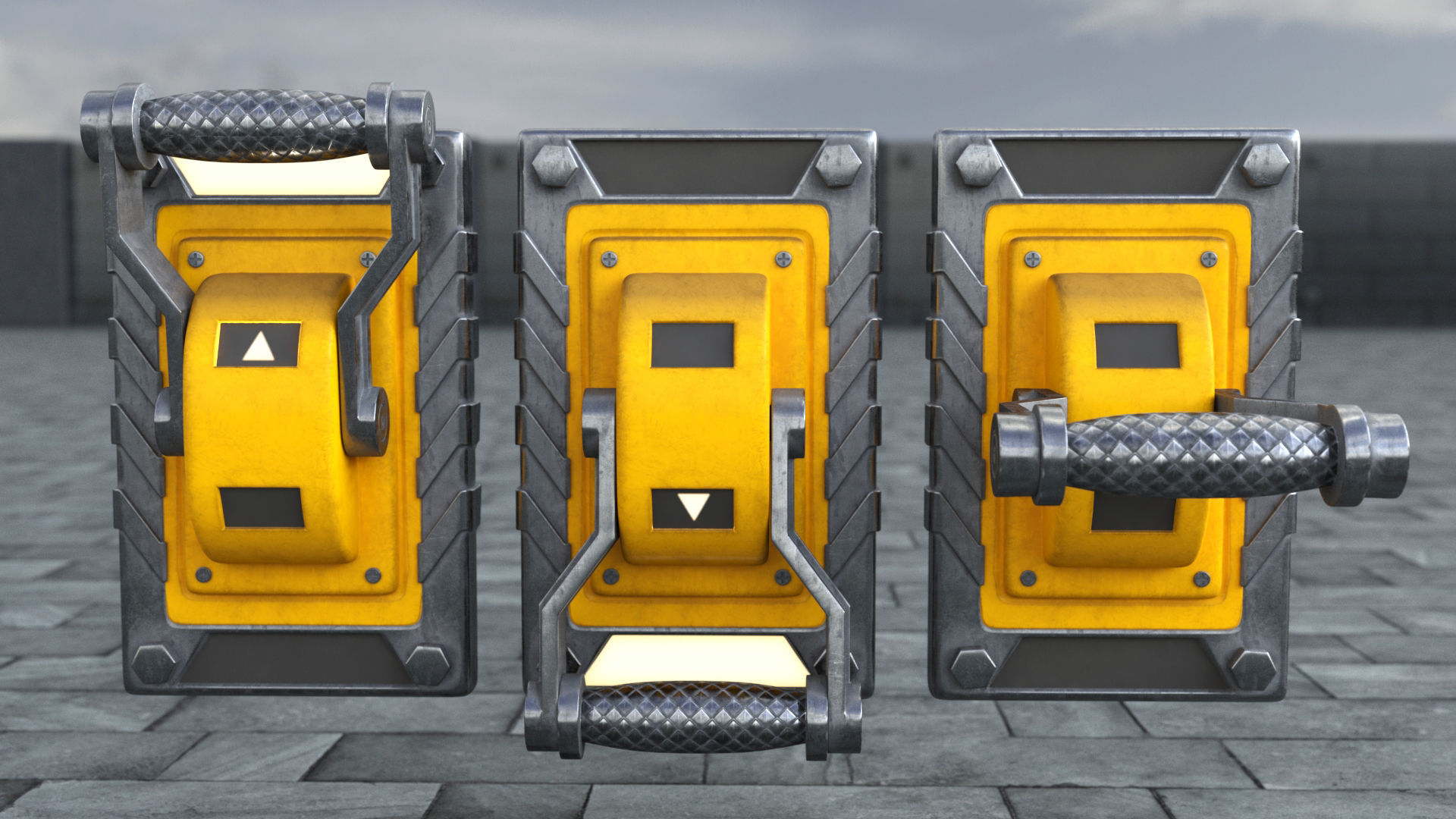 Industrial Power Switch Low-poly 3D model_2