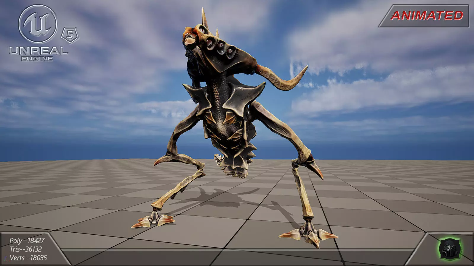 Alien Extraterrestrial Creature 08 Low-poly 3D model_0
