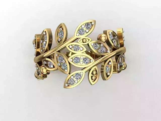 Leafe stone ring 3D print model