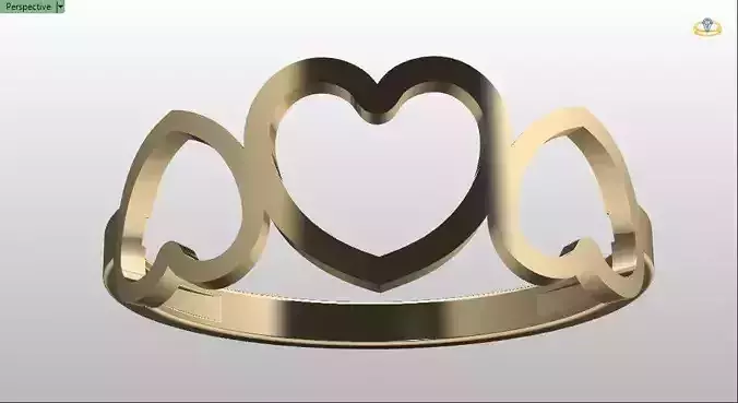 anill0 3 corazones para dama medida 9us 3D print model