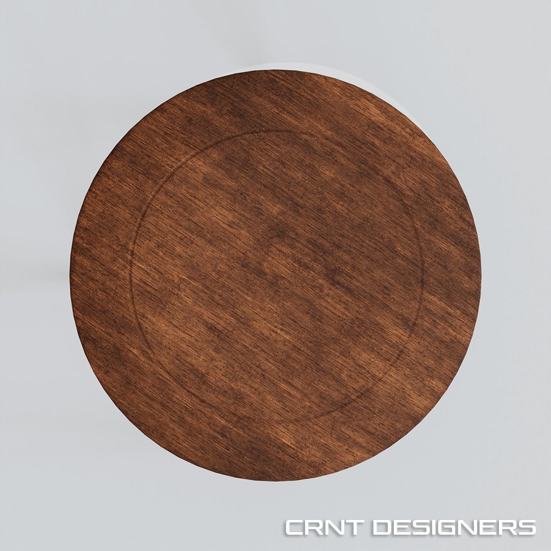 Wooden Stool Low Poly PBR 3D Model Low-poly 3D model_4