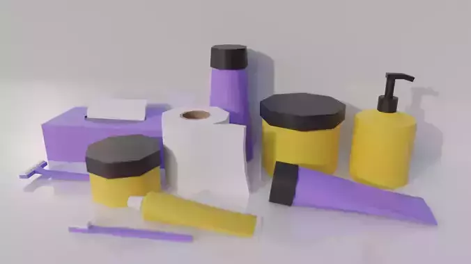 Lowpoly Stylized Toiletries set for games