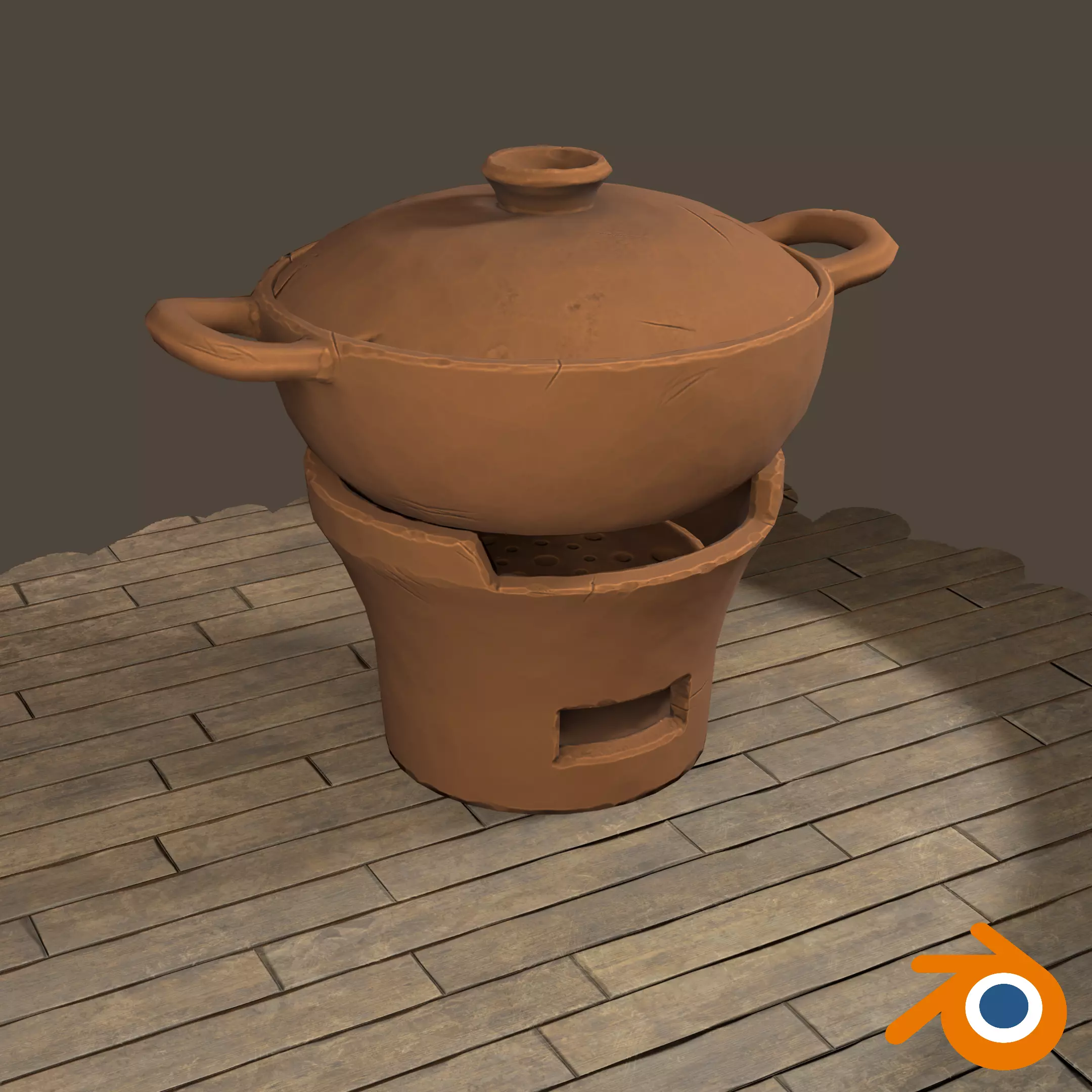 Clay cooking pot Free low-poly 3D model
