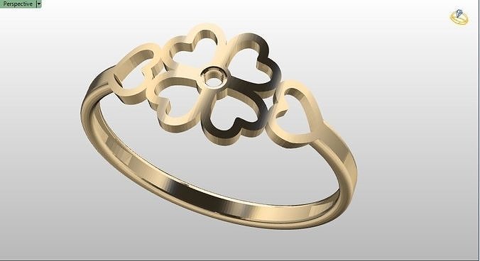 Anillo  trebol de corazones para dama 9us 3D print model