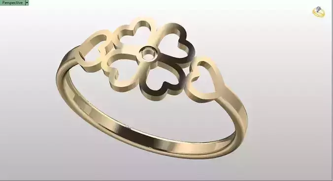 Anillo  trebol de corazones para dama 9us
