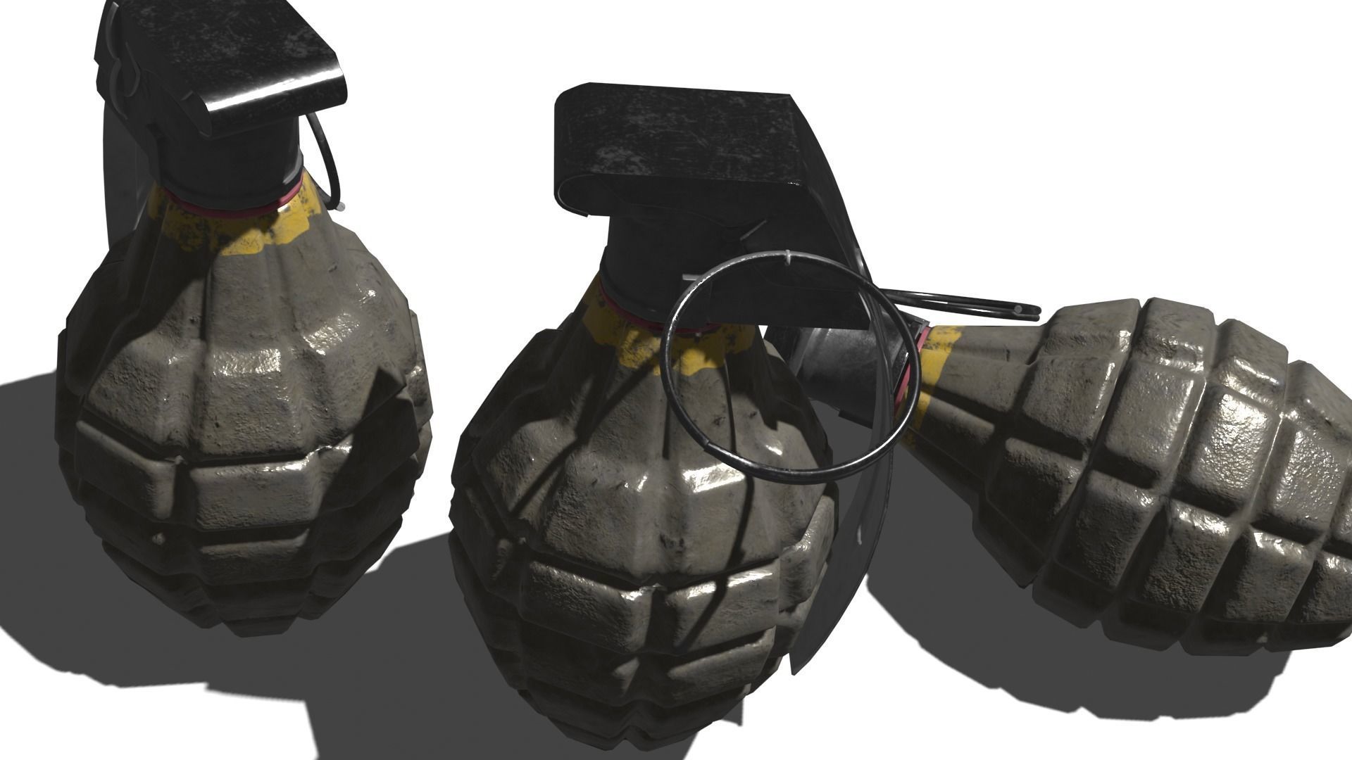 Hand Granade Low-poly 3D model_4