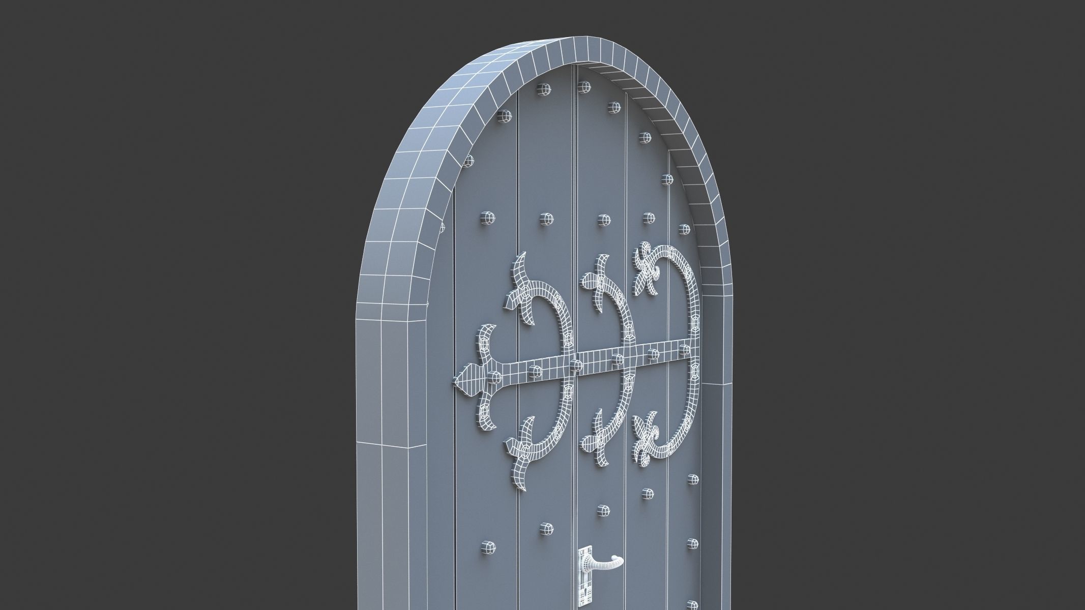 Castle Door 03 Low Poly Realistic Low-poly 3D model_9