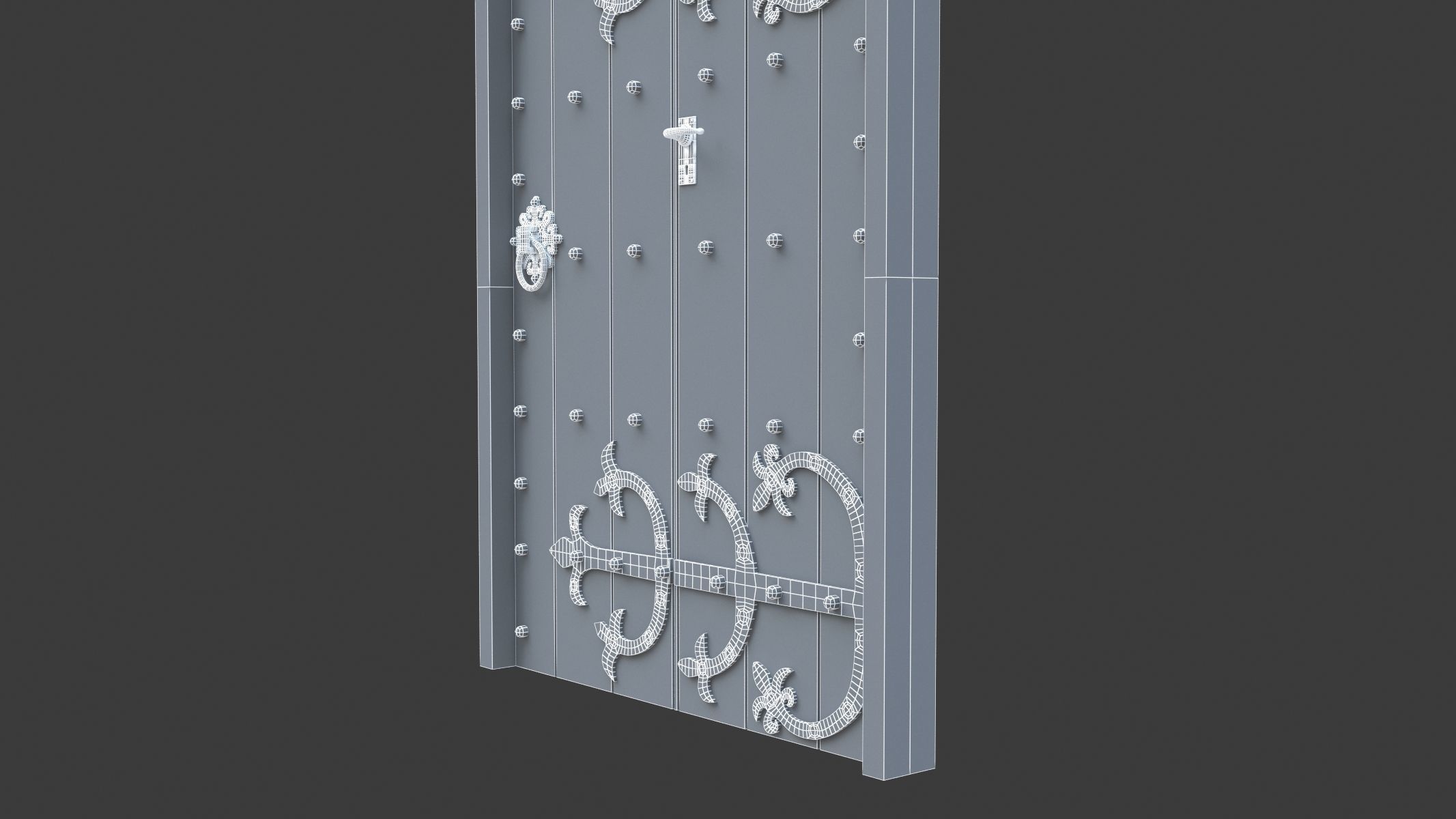 Castle Door 03 Low Poly Realistic Low-poly 3D model_8
