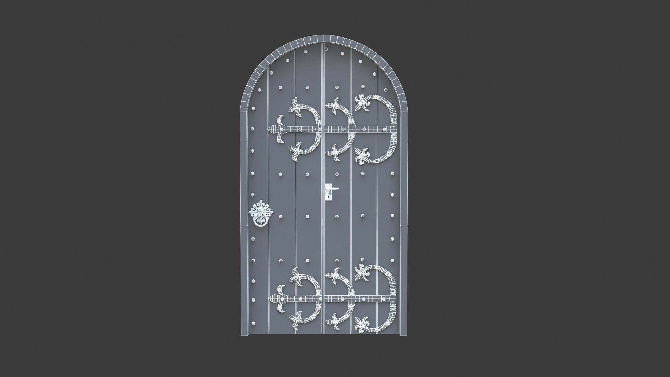 Castle Door 03 Low Poly Realistic Low-poly 3D model_5