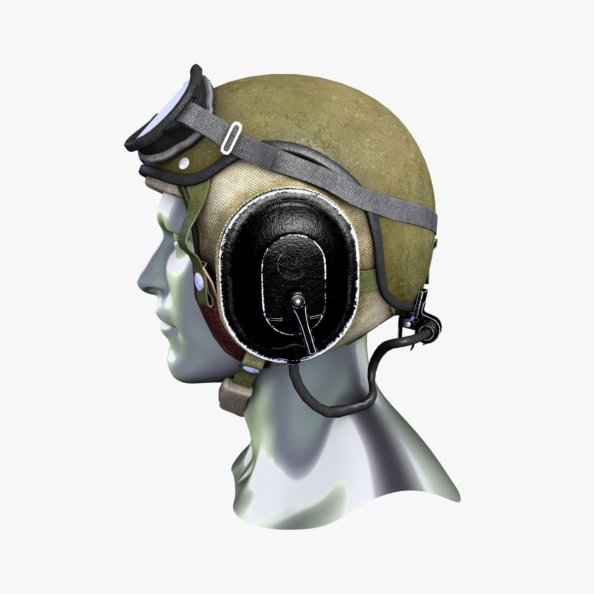 Crewman Helmet US Army 1955 Low-poly 3D model_4