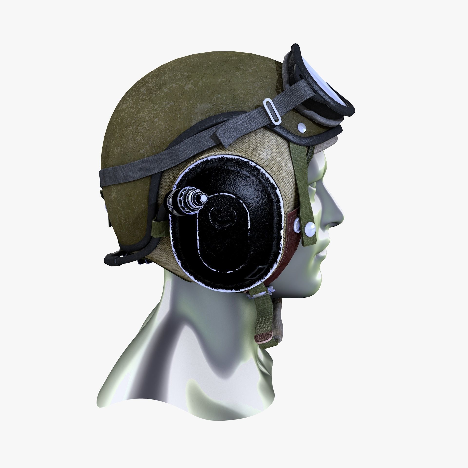 Crewman Helmet US Army 1955 Low-poly 3D model_6