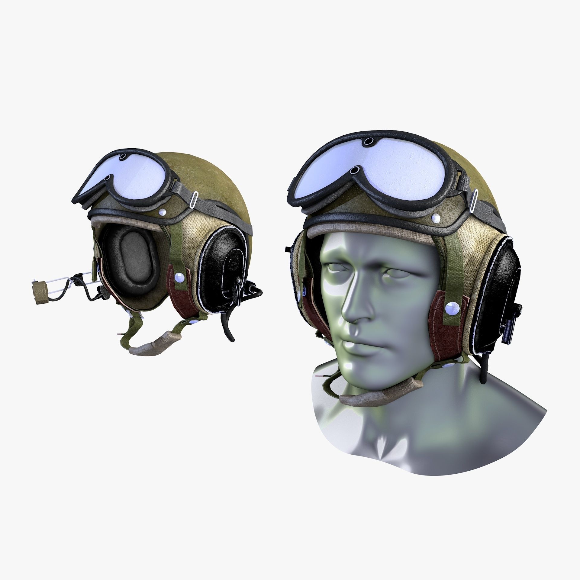 Crewman Helmet US Army 1955 Low-poly 3D model_3
