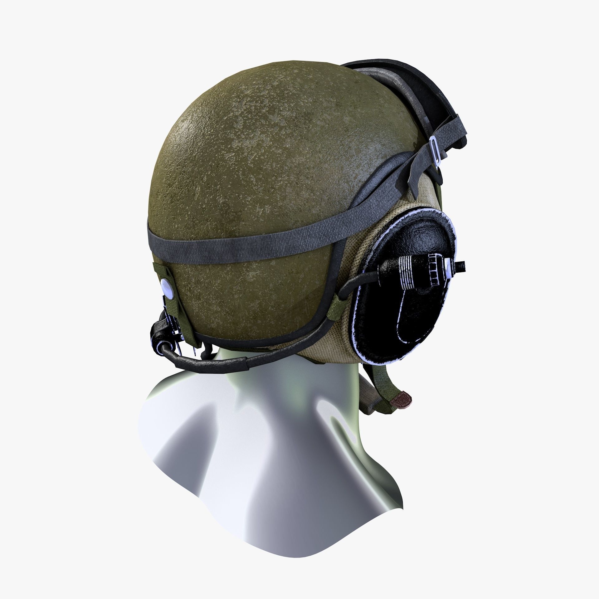 Crewman Helmet US Army 1955 Low-poly 3D model_7