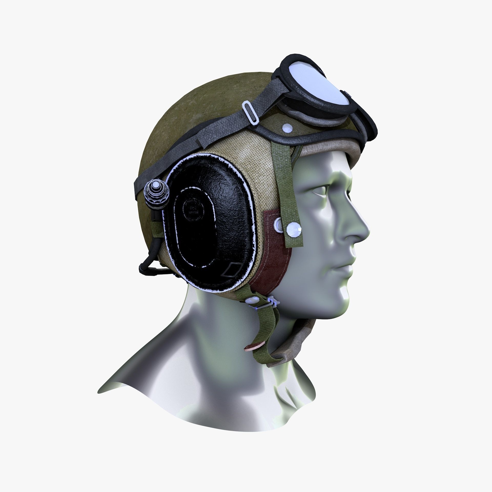 Crewman Helmet US Army 1955 Low-poly 3D model_8