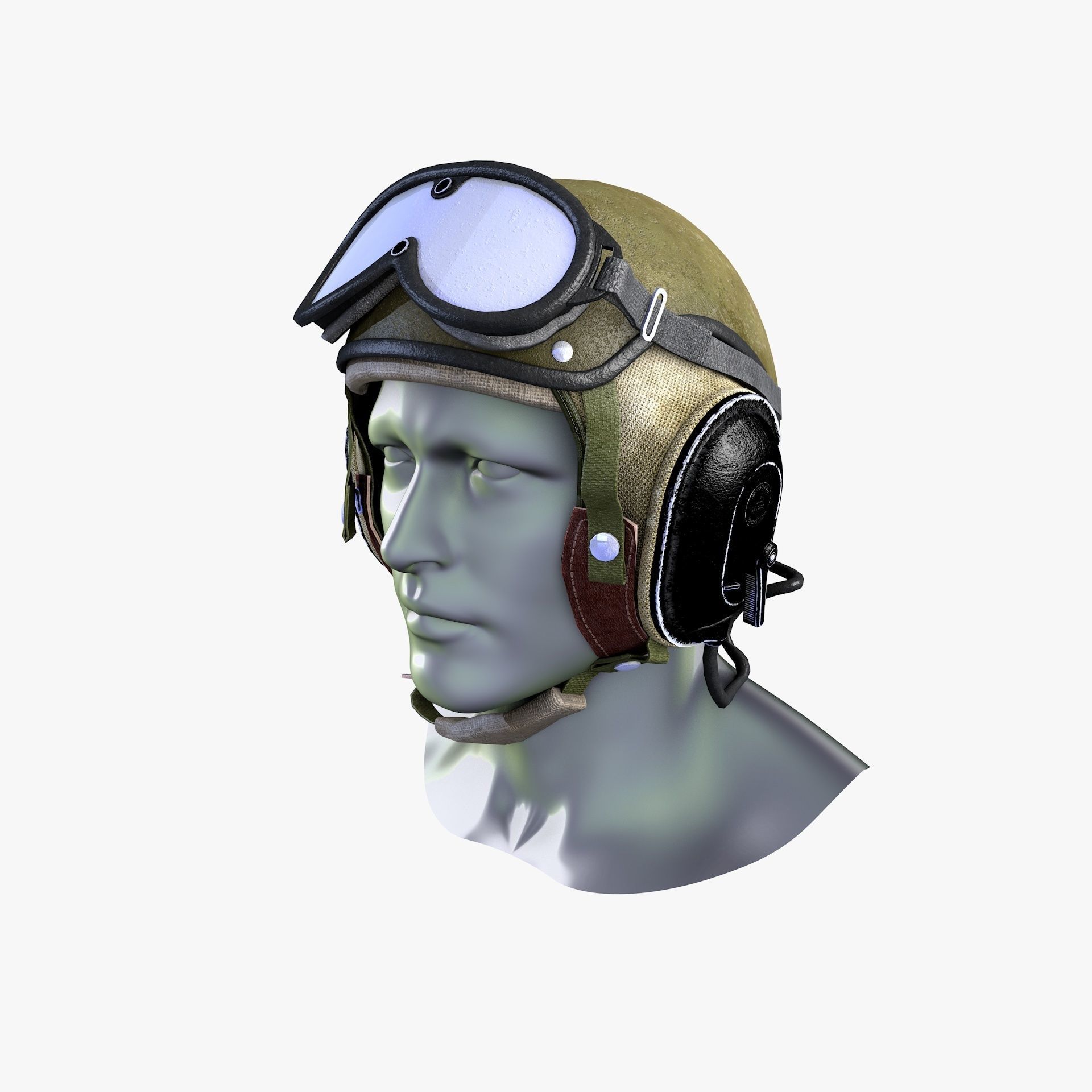 Crewman Helmet US Army 1955 Low-poly 3D model_1