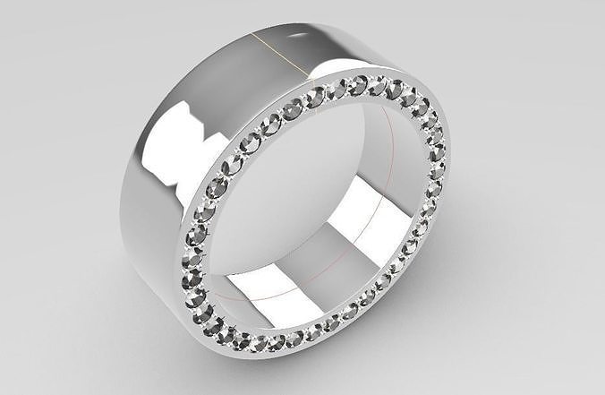 Mens ring with diamonds side diamonds 3D print model