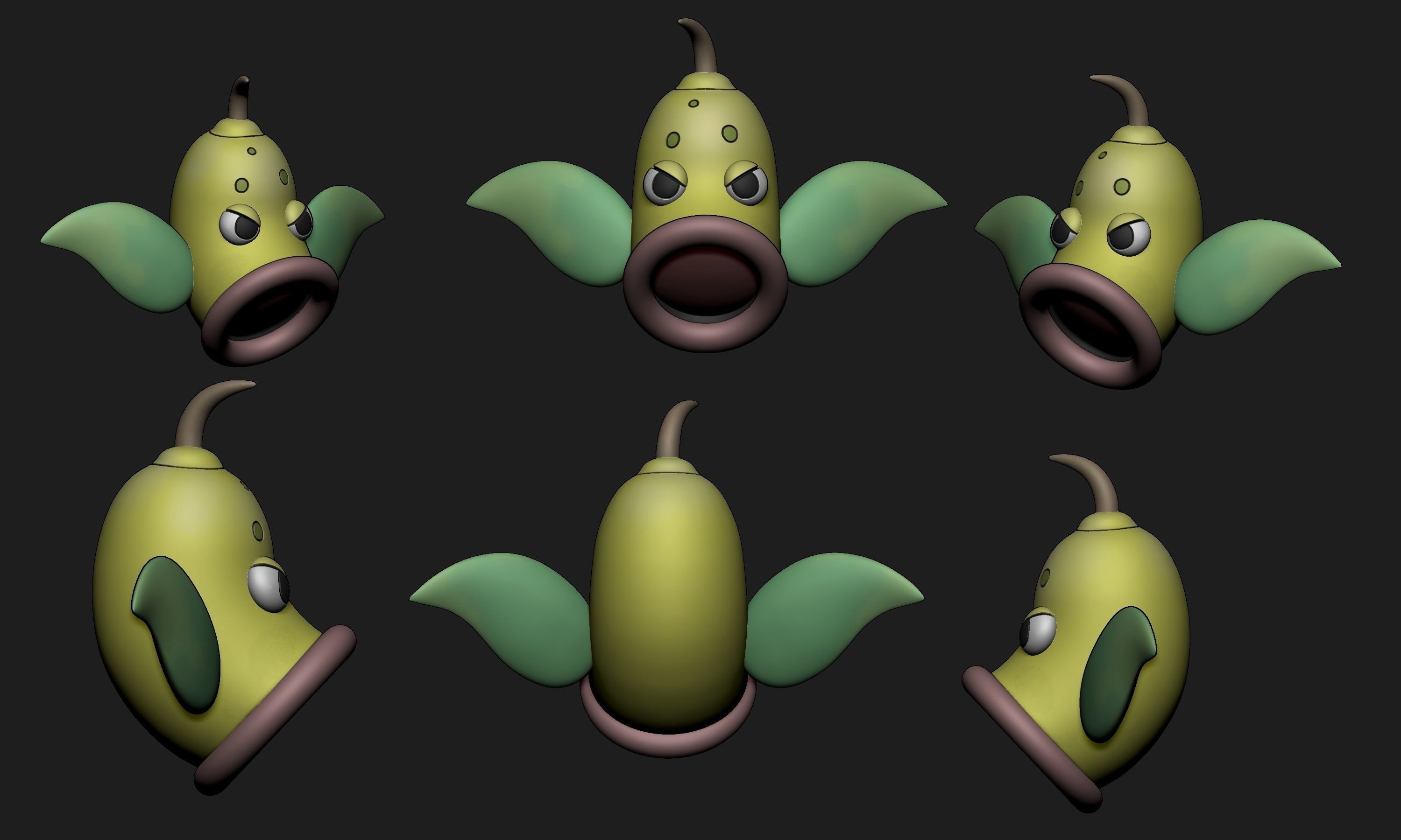 Pokemon - Bellsprout Weepinbell and Victreebel with 2 poses 3D print model_17