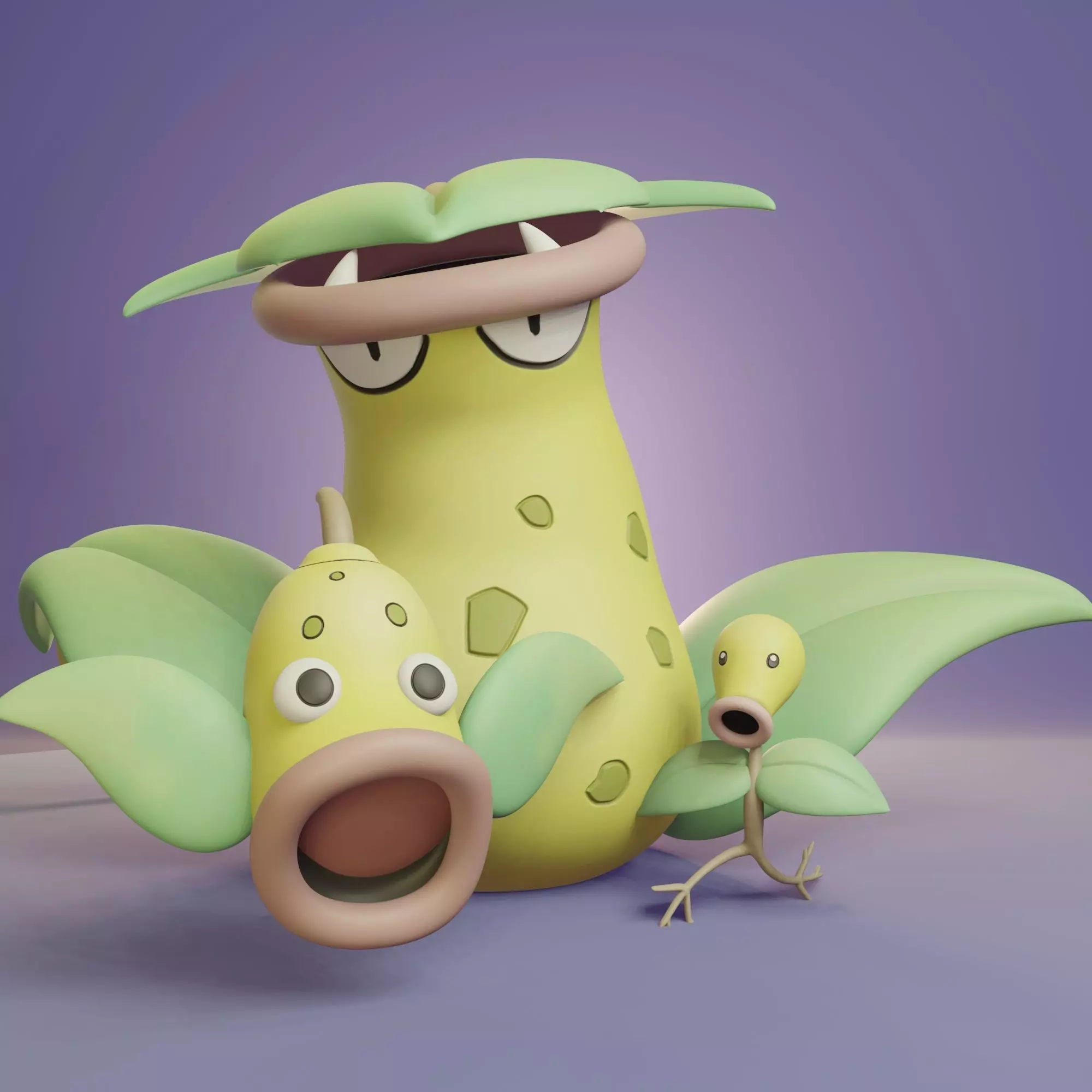 Pokemon - Bellsprout Weepinbell and Victreebel with 2 poses 3D print model_0