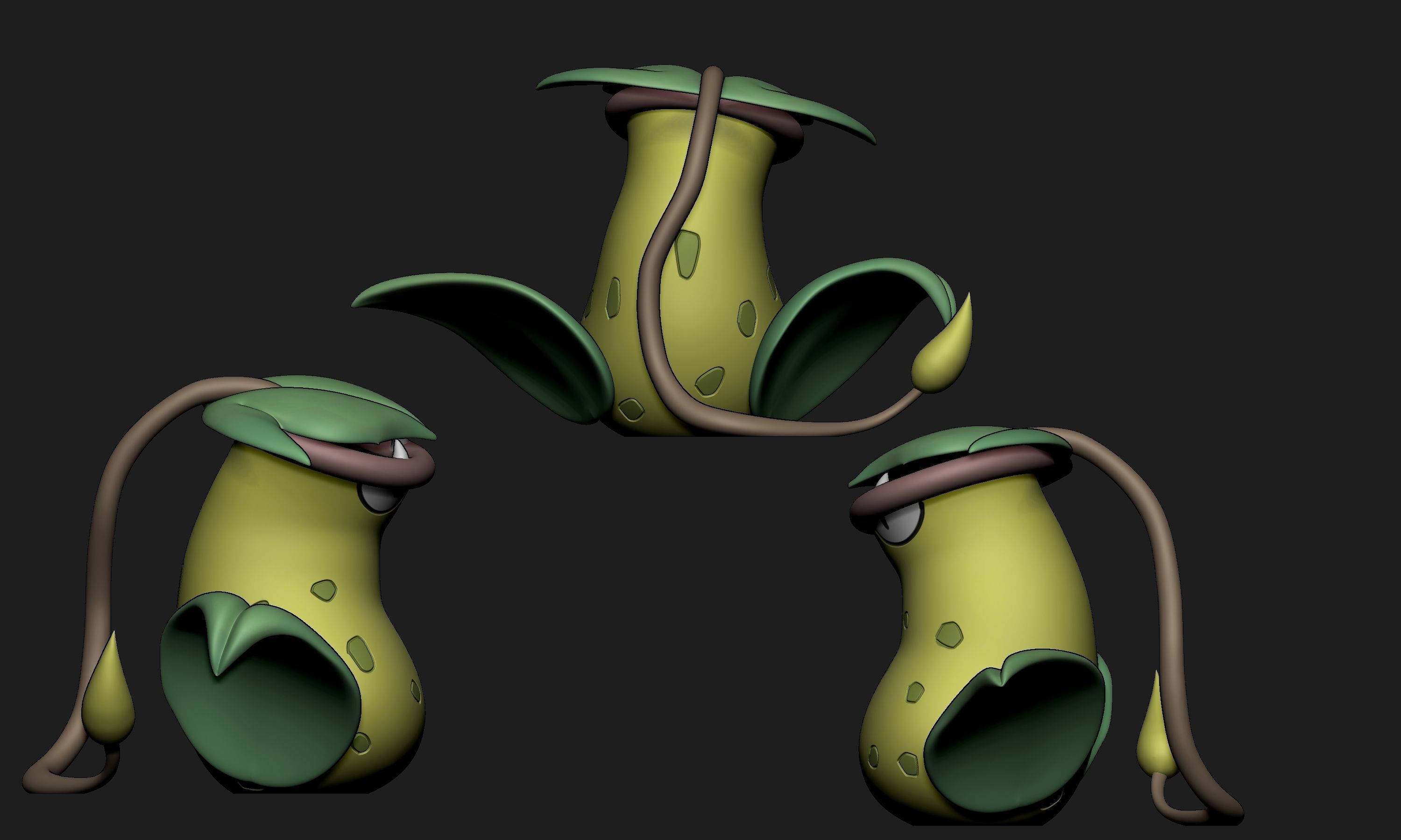 Pokemon - Bellsprout Weepinbell and Victreebel with 2 poses 3D print model_24