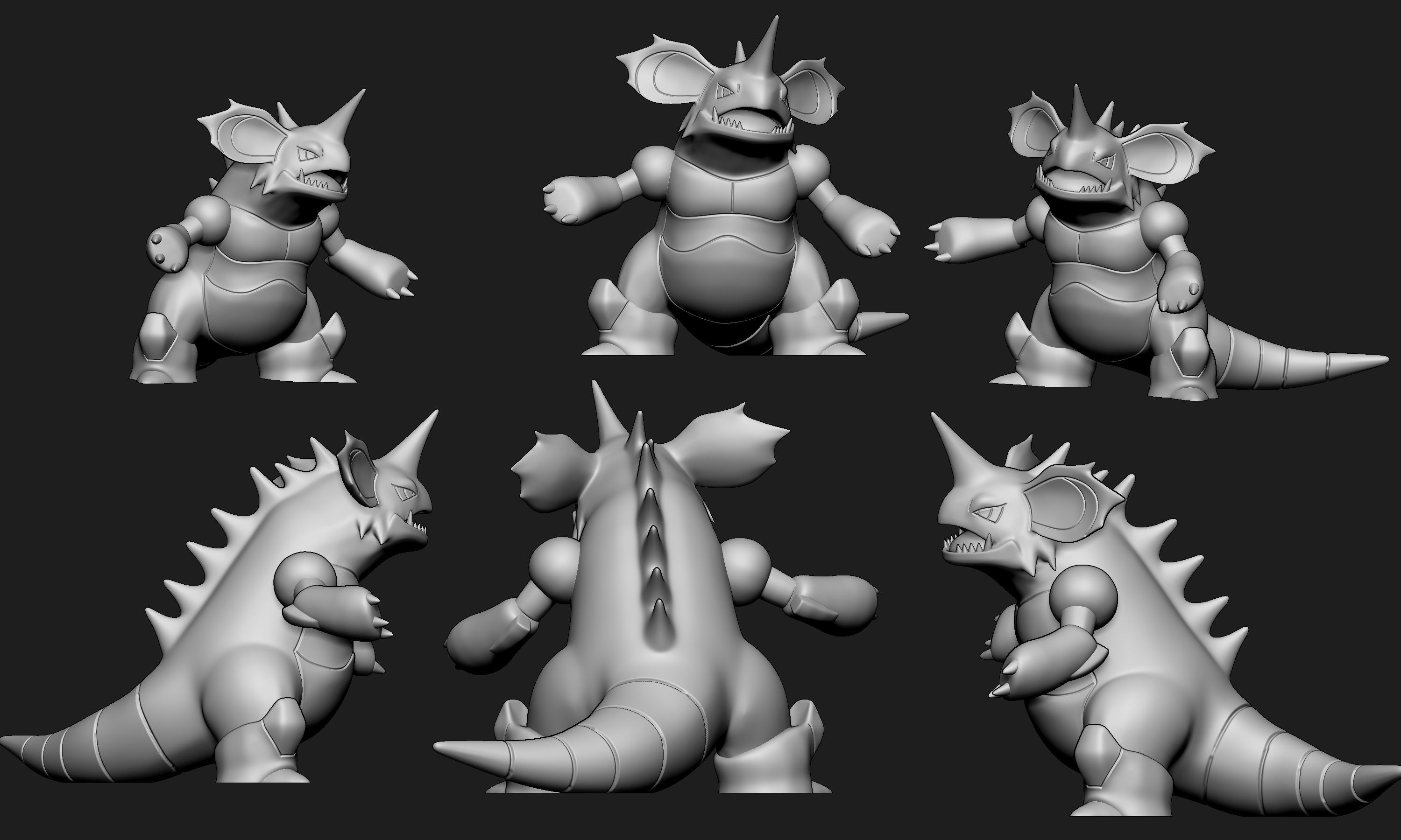 Pokemon - Nidoran Male Nidorino and Nidoking with 2 poses 3D print model_23