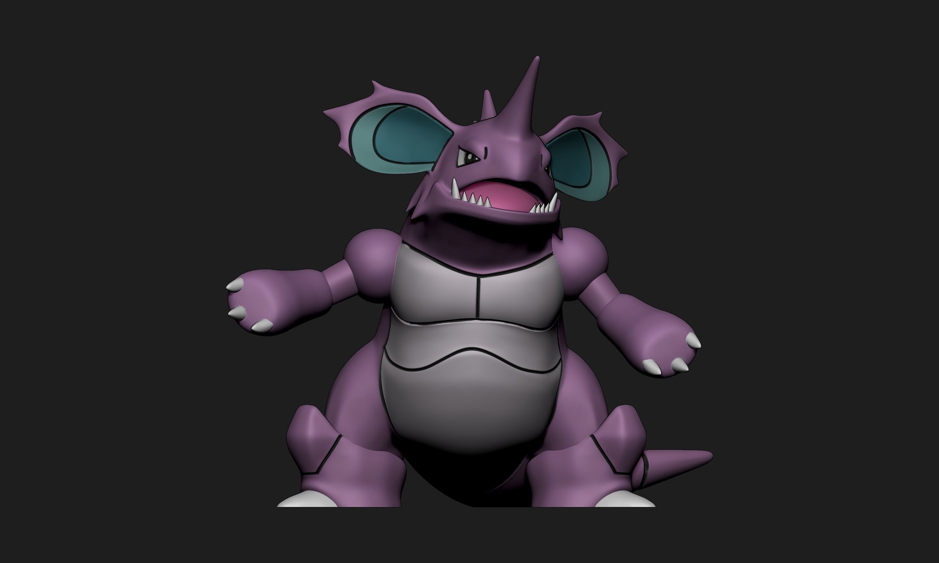 Pokemon - Nidoran Male Nidorino and Nidoking with 2 poses 3D print model_25
