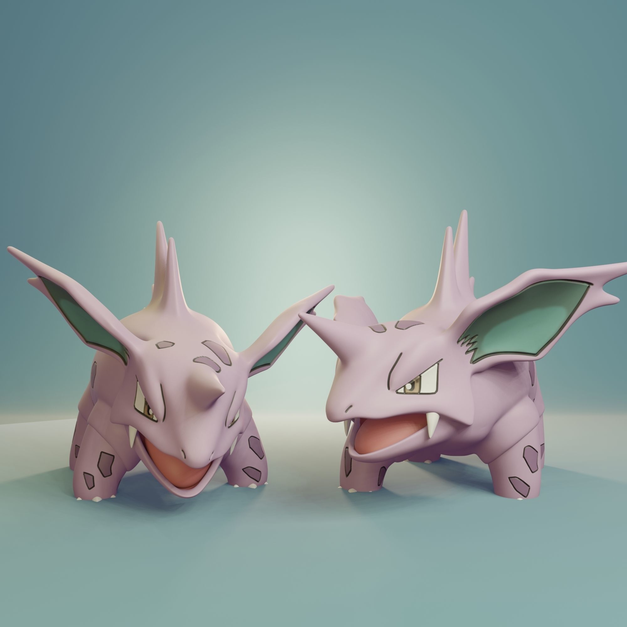 Pokemon - Nidoran Male Nidorino and Nidoking with 2 poses 3D print model_10