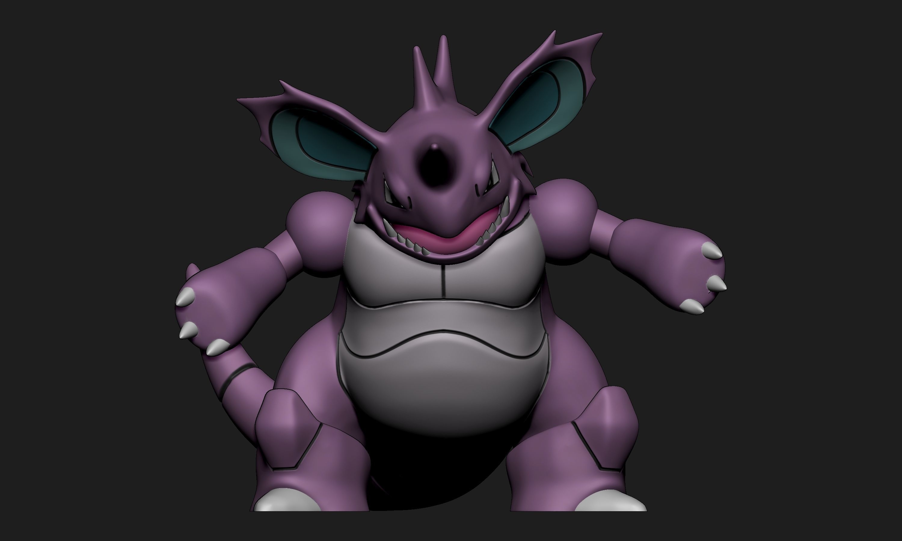 Pokemon - Nidoran Male Nidorino and Nidoking with 2 poses 3D print model_20