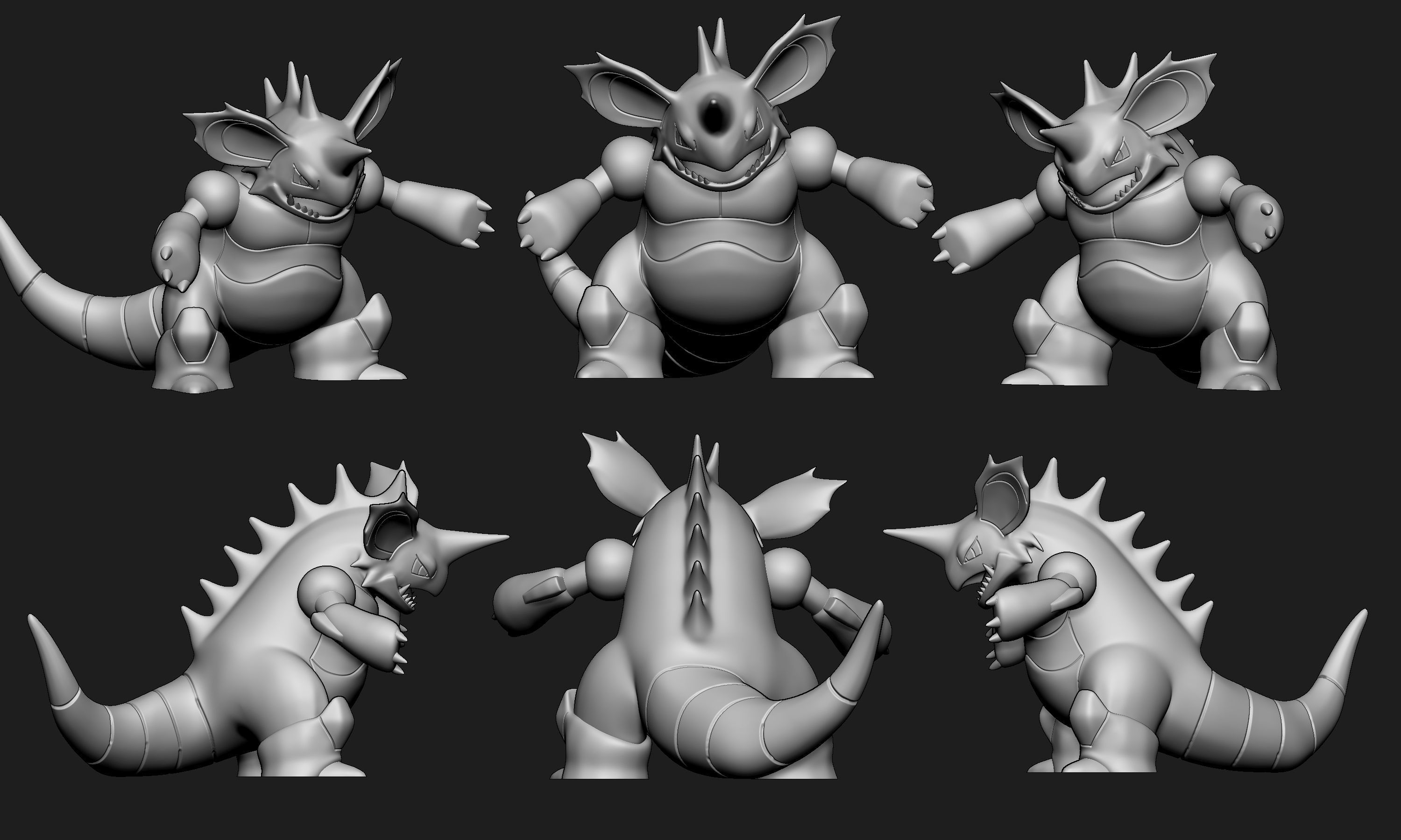 Pokemon - Nidoran Male Nidorino and Nidoking with 2 poses 3D print model_28