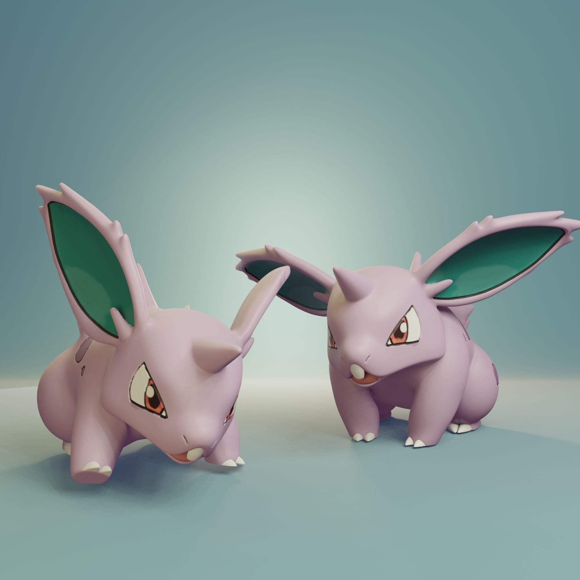 Pokemon - Nidoran Male Nidorino and Nidoking with 2 poses 3D print model_1