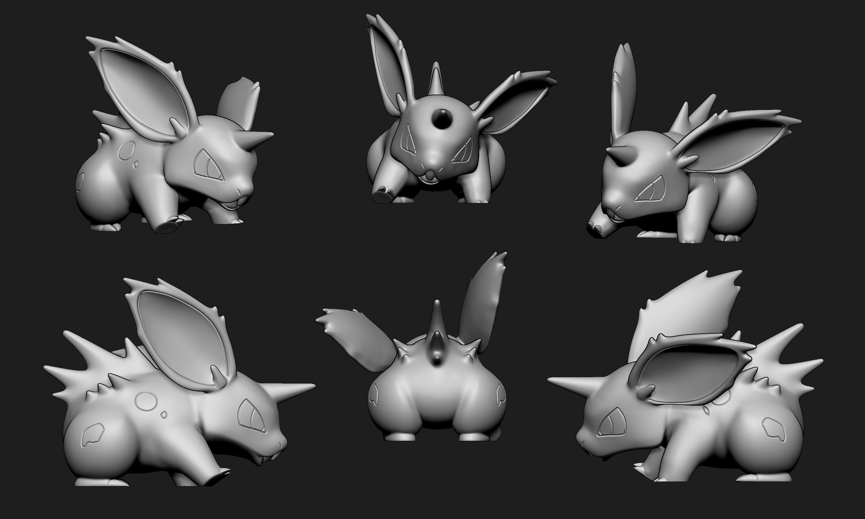Pokemon - Nidoran Male Nidorino and Nidoking with 2 poses 3D print model_5
