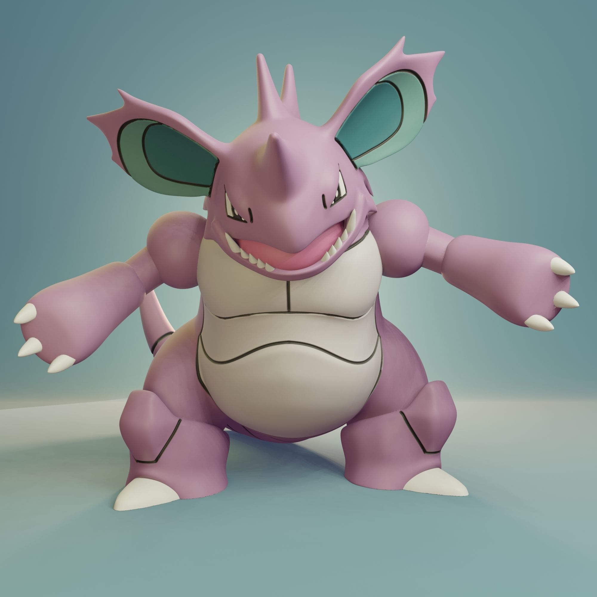 Pokemon - Nidoran Male Nidorino and Nidoking with 2 poses 3D print model_19