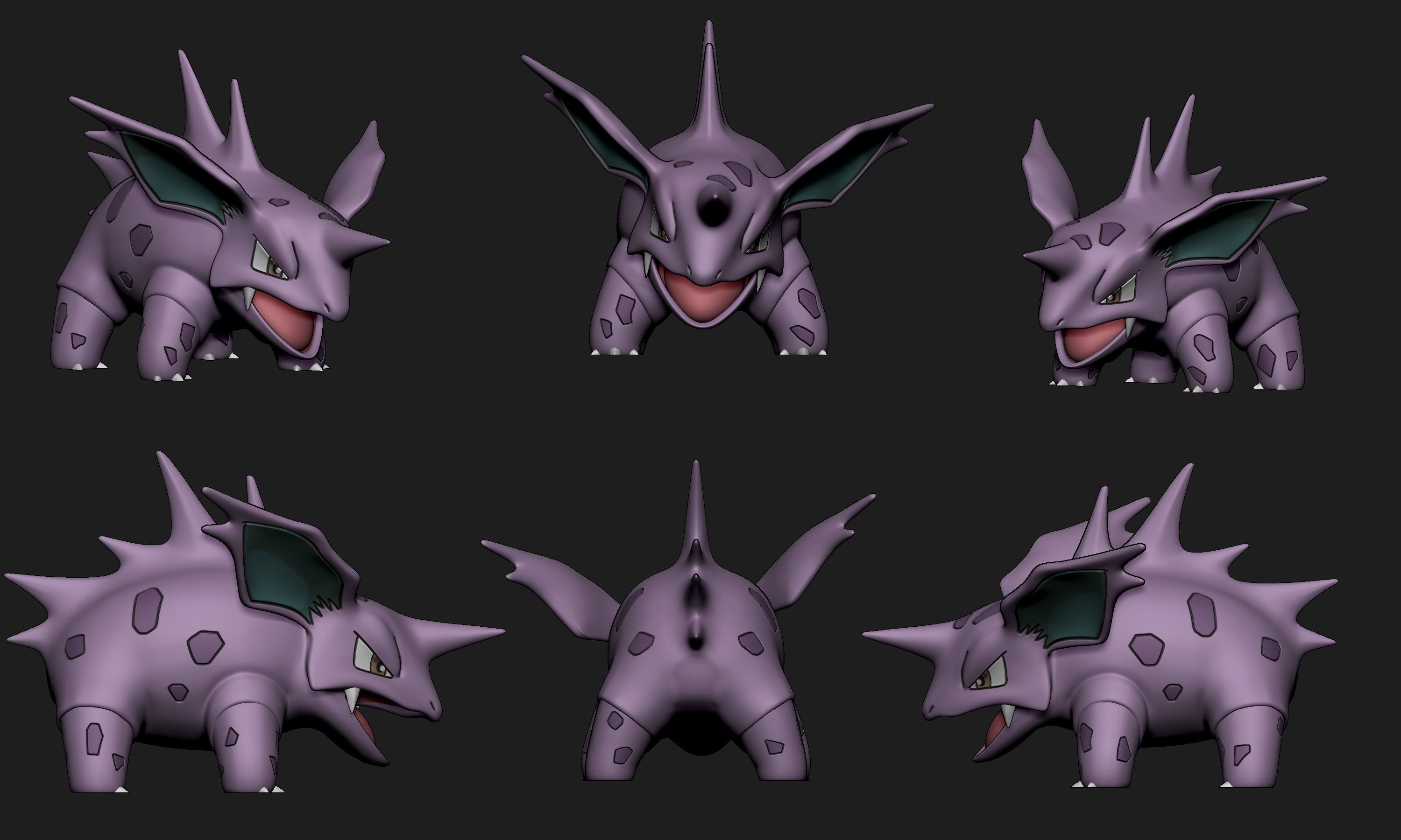 Pokemon - Nidoran Male Nidorino and Nidoking with 2 poses 3D print model_18