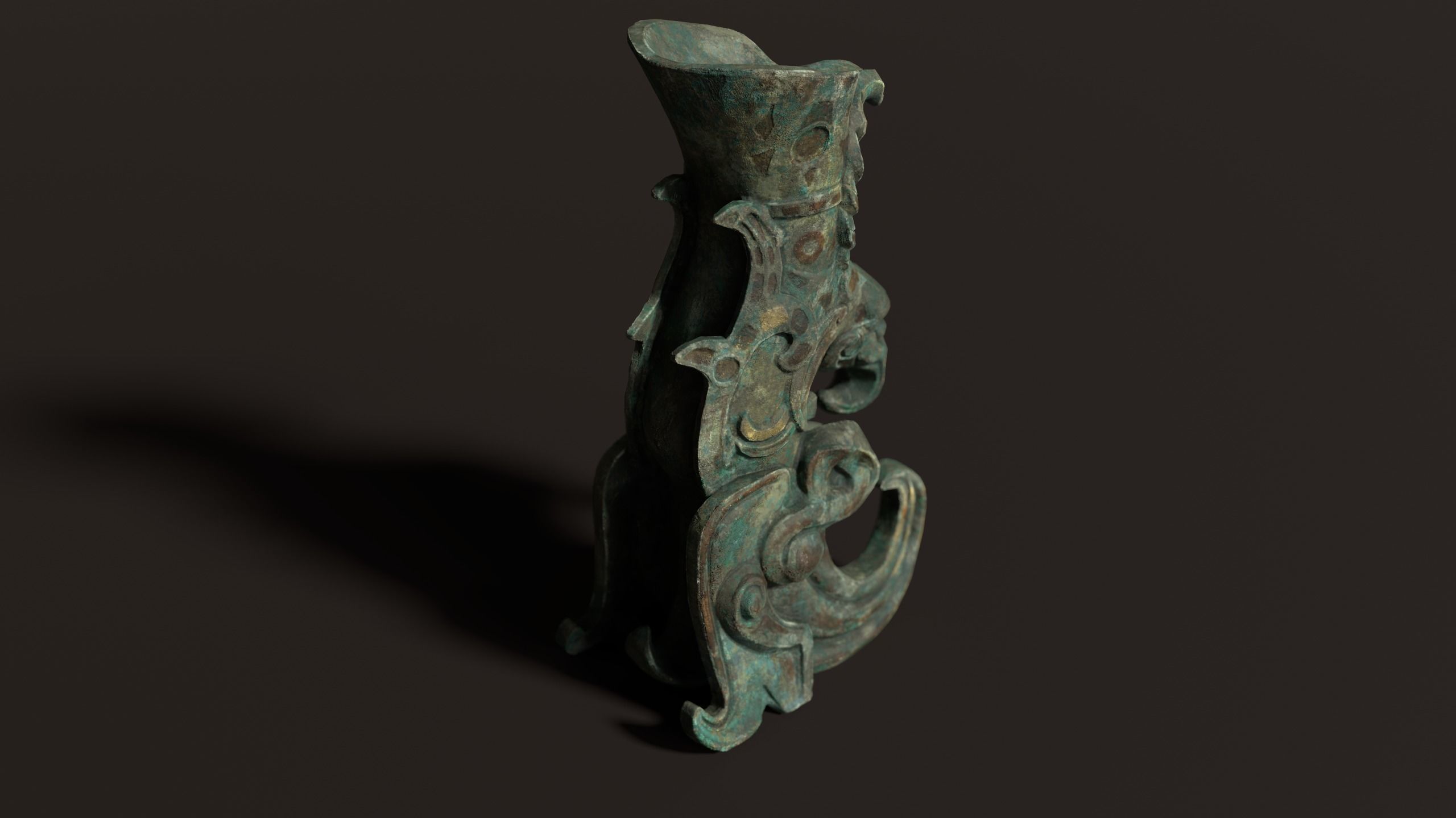 3D Antique Chinese Statue Low-poly 3D model_2