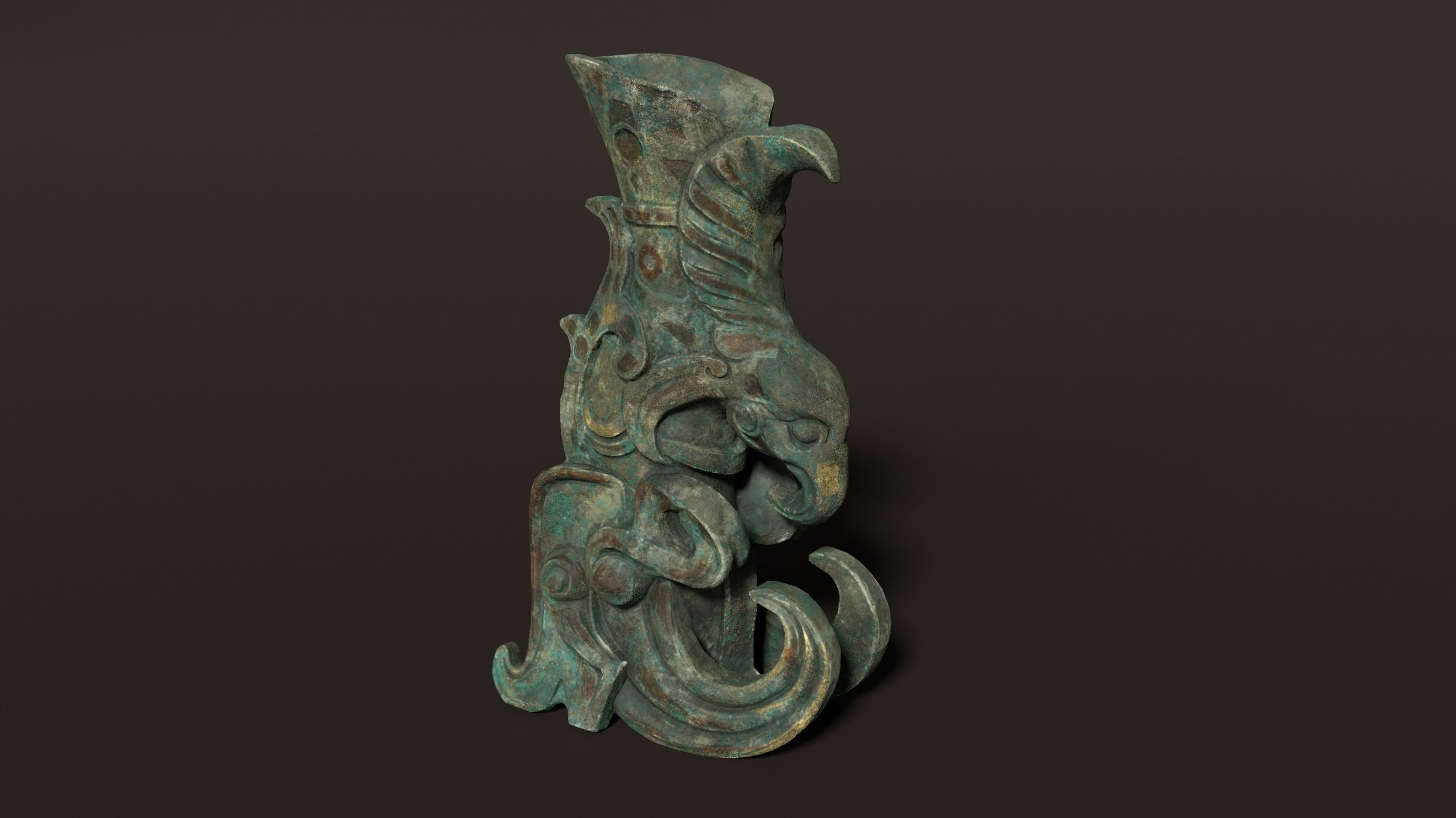 3D Antique Chinese Statue Low-poly 3D model_1