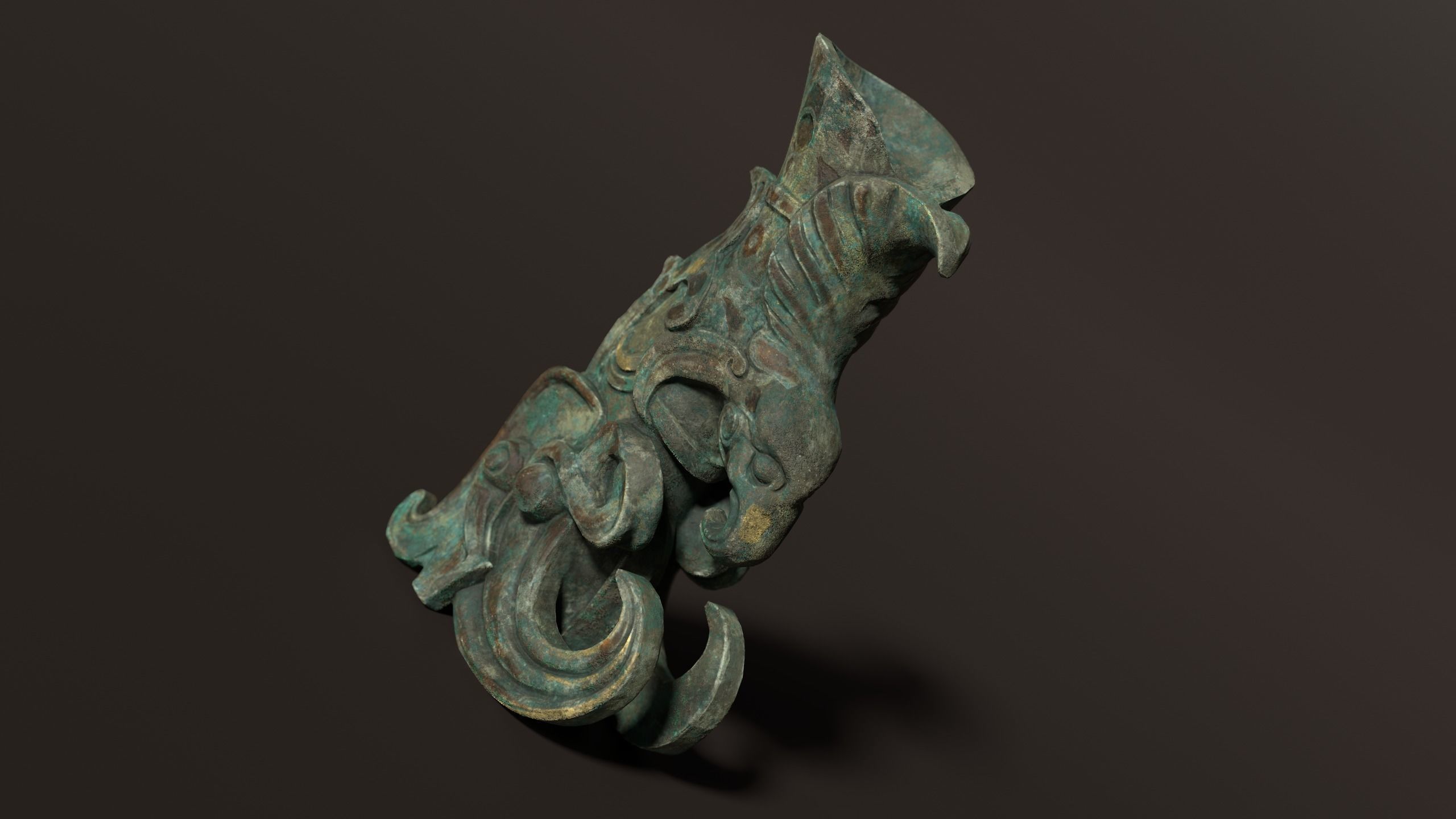 3D Antique Chinese Statue Low-poly 3D model_3