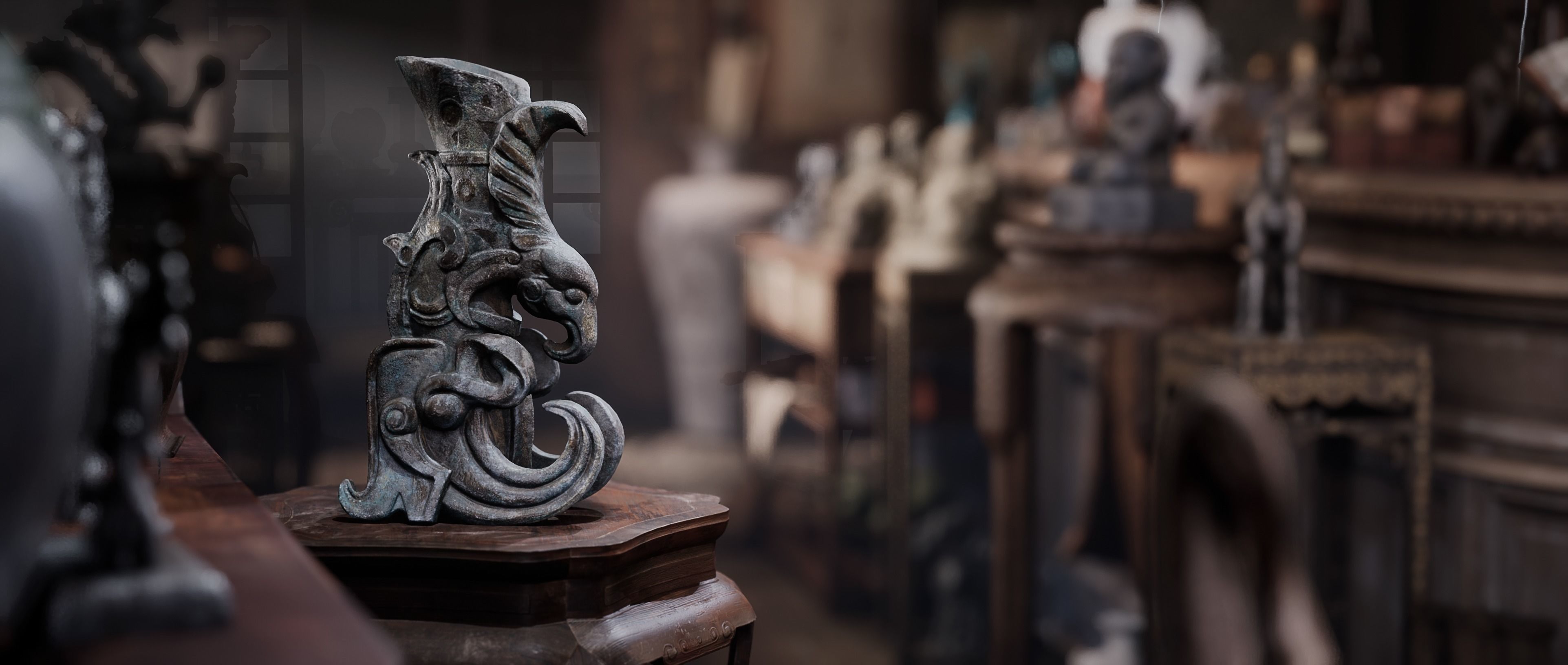 3D Antique Chinese Statue Low-poly 3D model_5