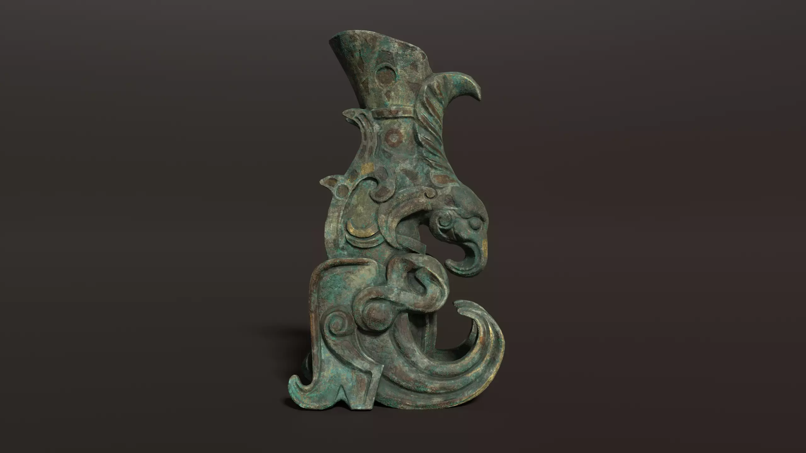 3D Antique Chinese Statue Low-poly 3D model_0