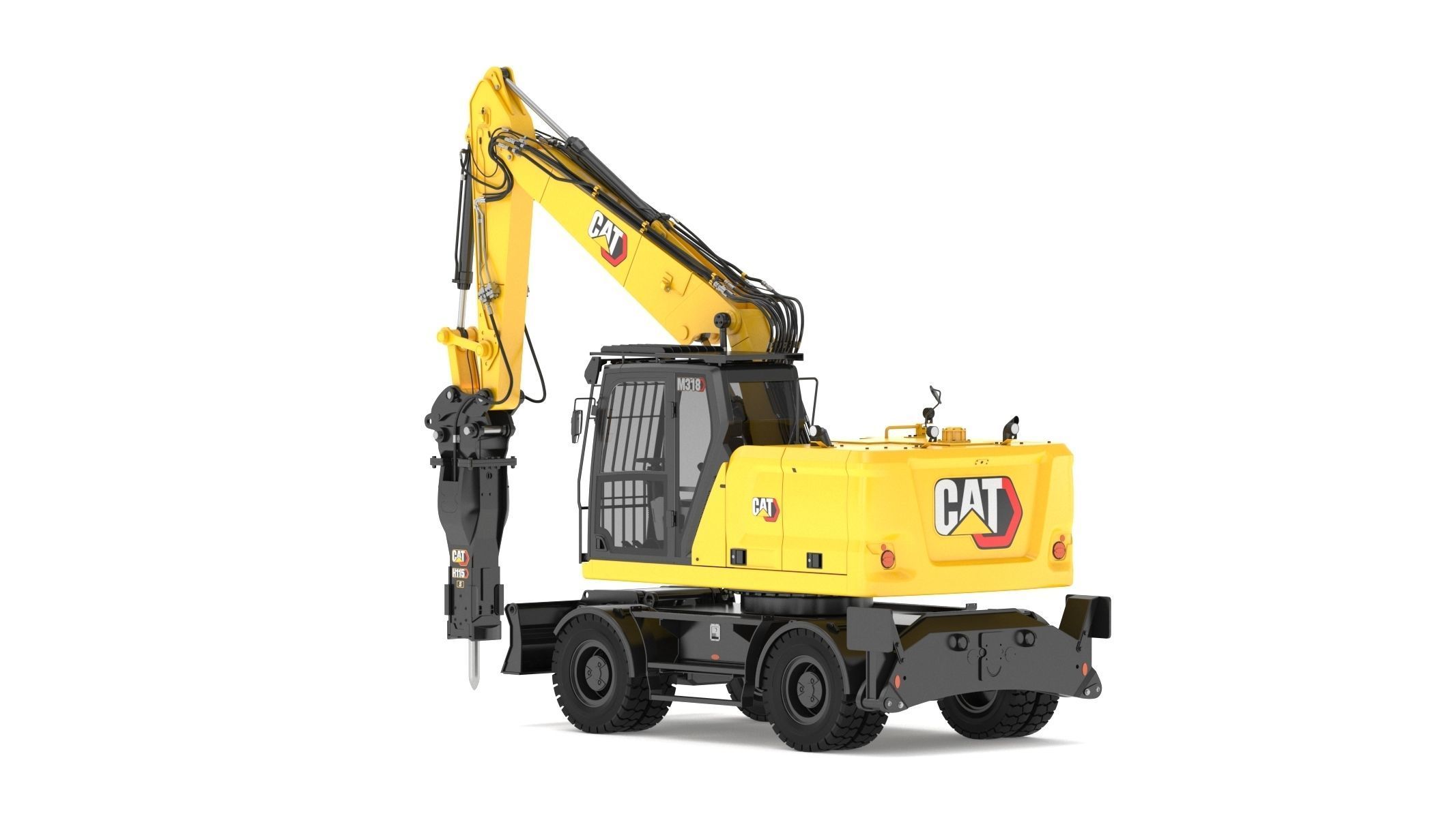 CAT M318 Wheel Excavator 3D model_6