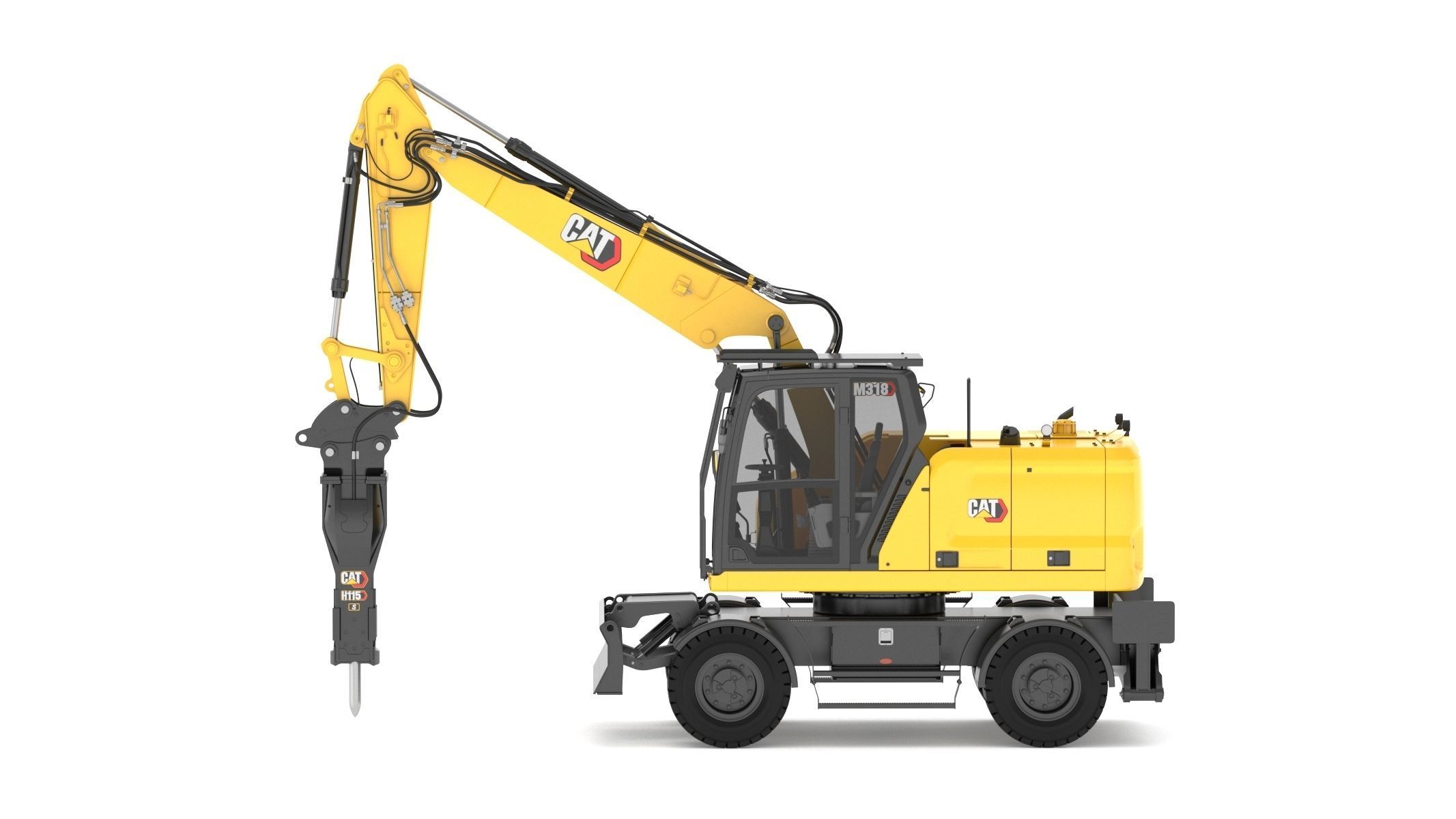CAT M318 Wheel Excavator 3D model_7