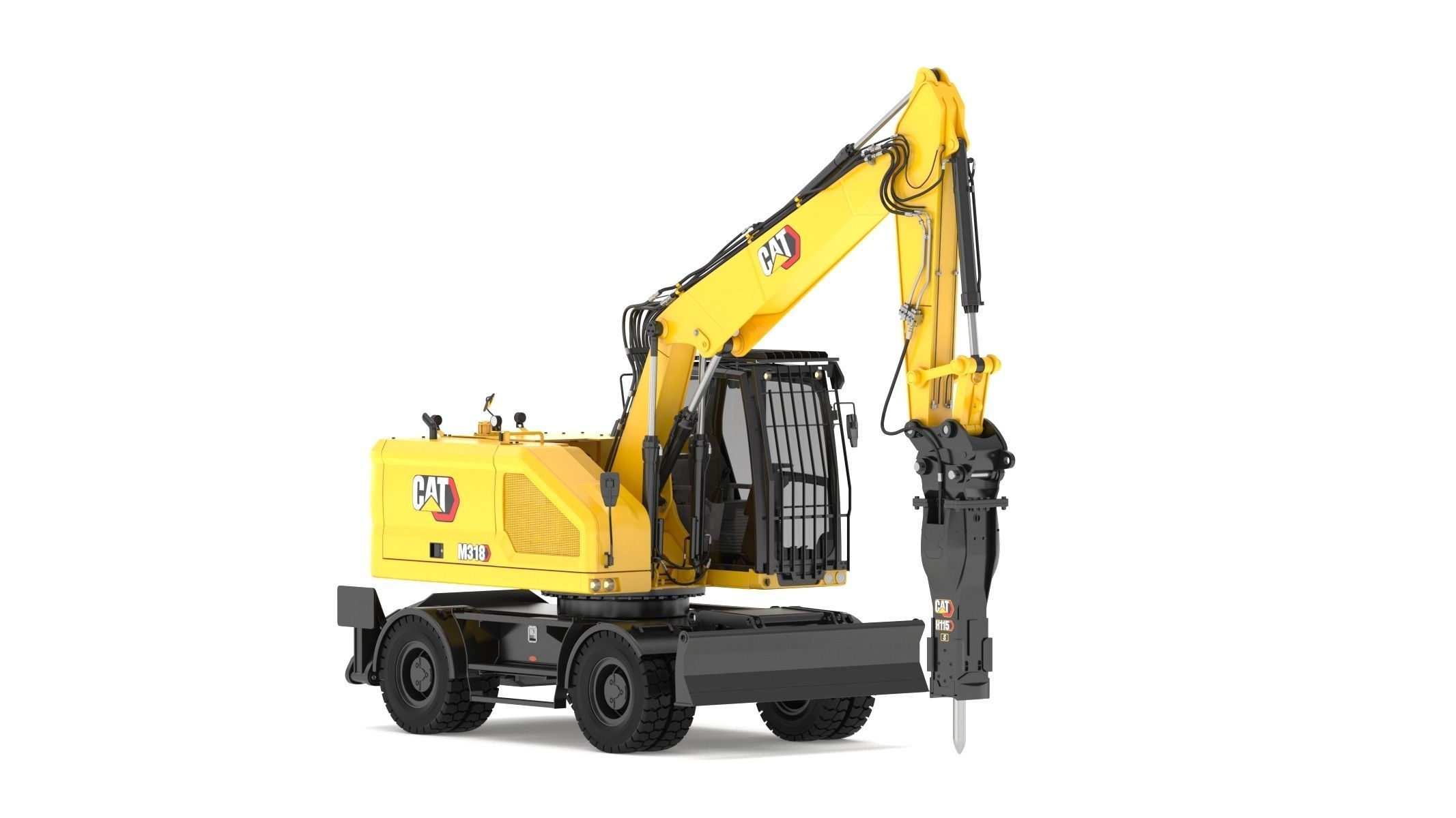 CAT M318 Wheel Excavator 3D model_2