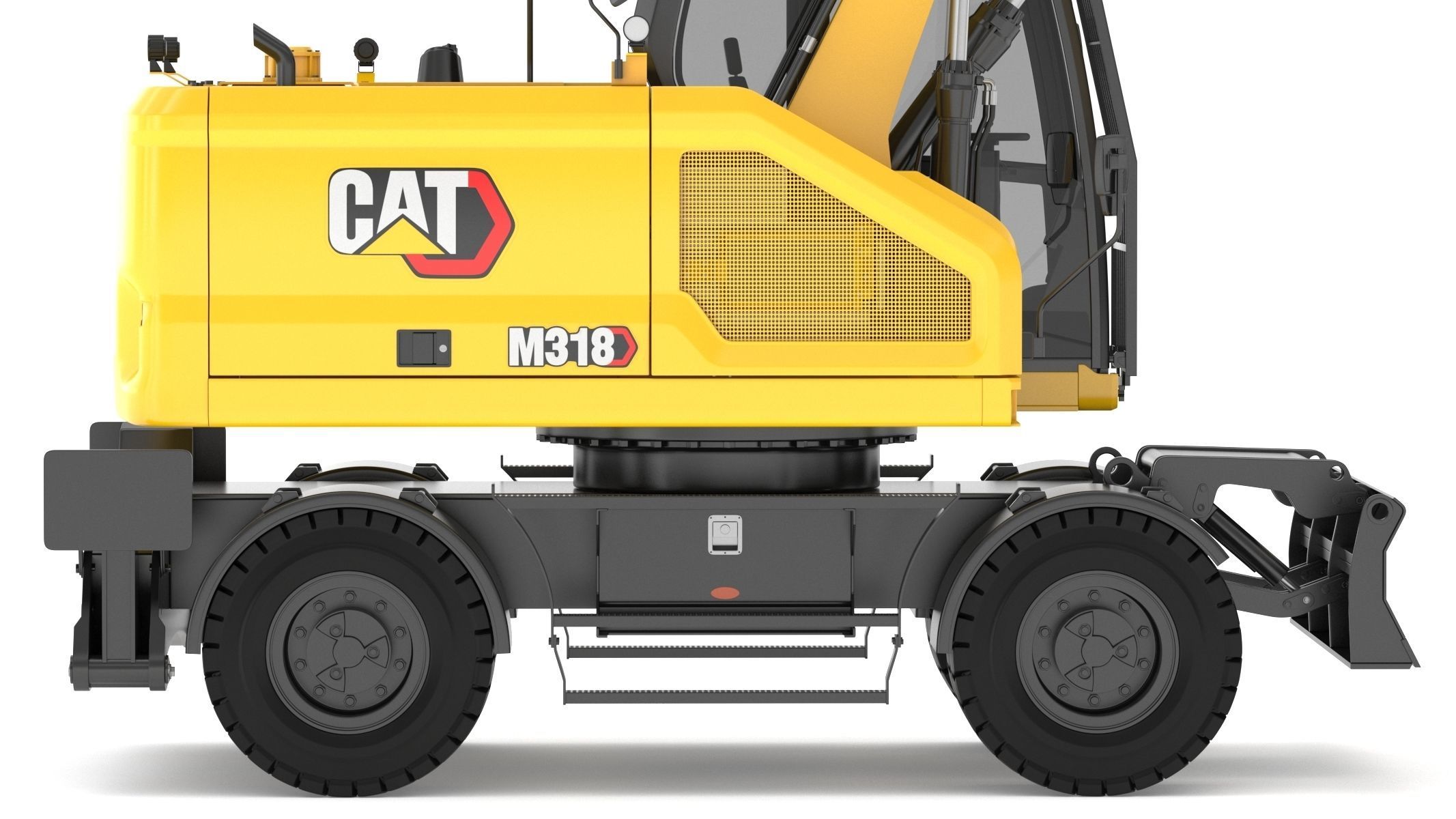 CAT M318 Wheel Excavator 3D model_13