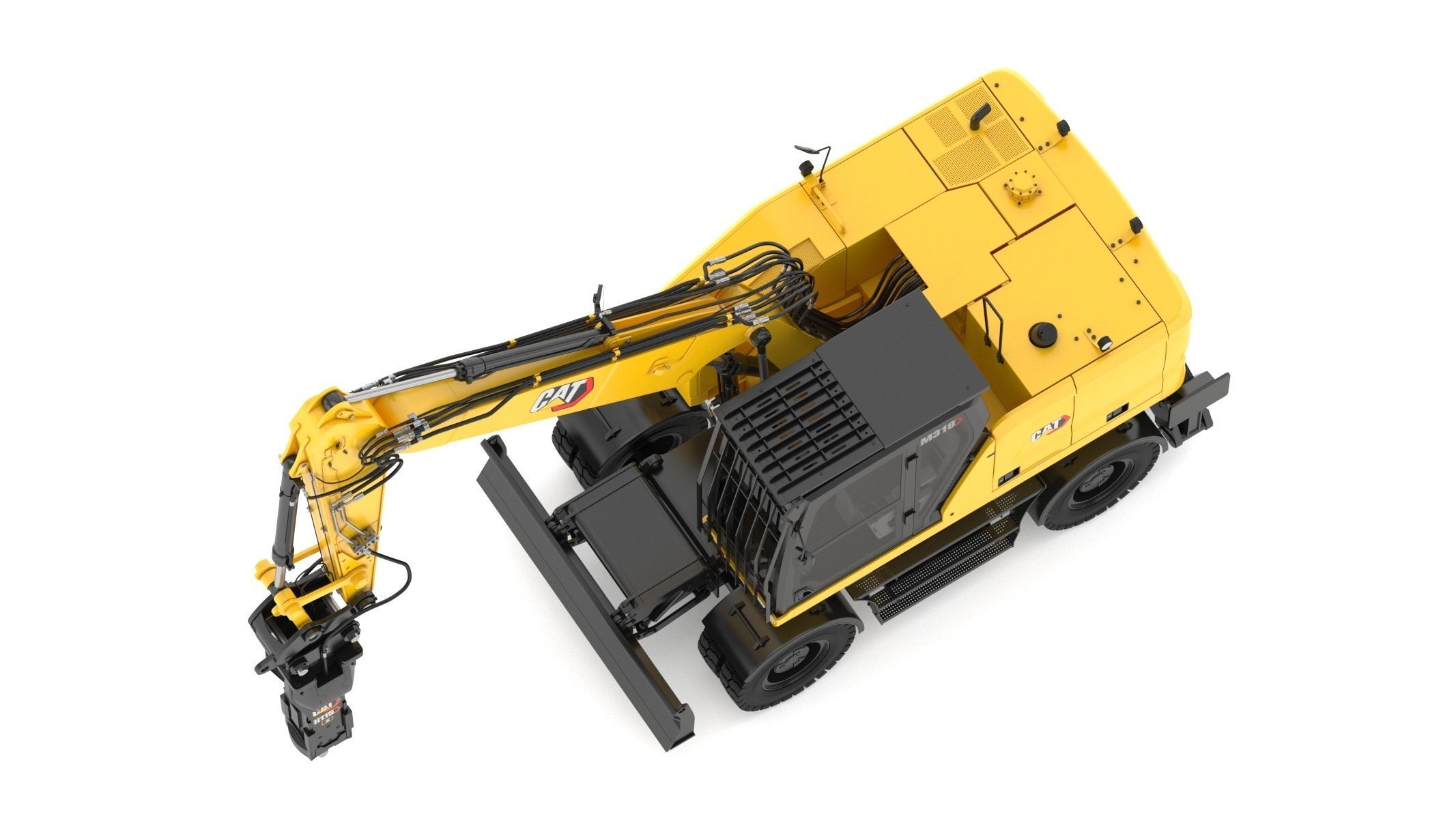 CAT M318 Wheel Excavator 3D model_8