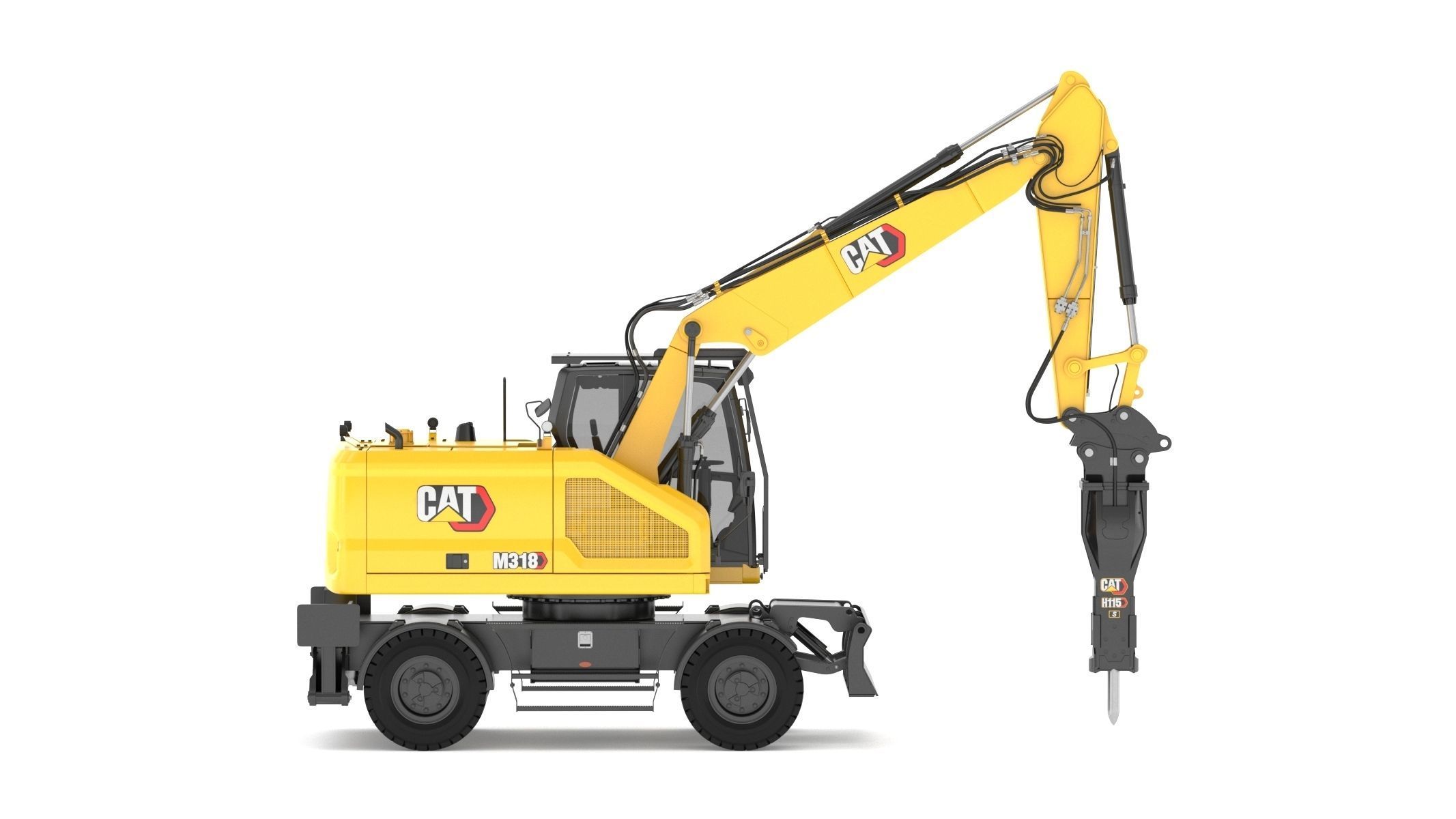 CAT M318 Wheel Excavator 3D model_3